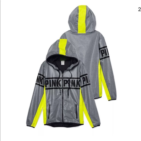 PINK Victoria's Secret Jackets & Blazers - PINK VS Anorak neon yellow/ grey